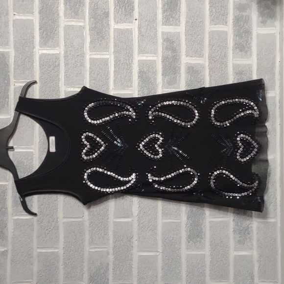 FREE w/ Bundle Crisci Black Sequined Beaded Tunic Top Mini Dress Made In Italy - Picture 14 of 15